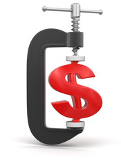Poster - Dollar in clamp (clipping path included)