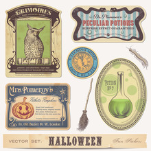 Set Of Halloween Stickers/labels And Design Elements