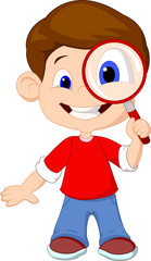 Poster - Illustration of a boy and a magnifier