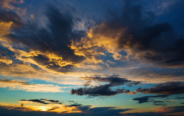 Wall Mural - thunderstorm cloud at sunset