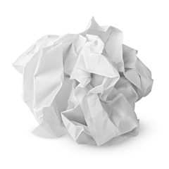 Crumpled paper ball isolated on white with clipping path