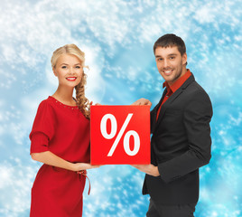 Poster - man and woman with percent sign