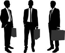 Businessman Holding Briefcase Silhouettes - Vector