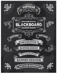 Wall Mural - Collection of banners and ribbons on a black background