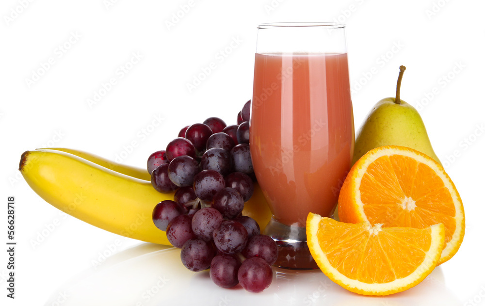 Glass of fresh juice isolated on white