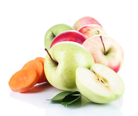 Wall Mural - Sweet apples and carrots isolated on white