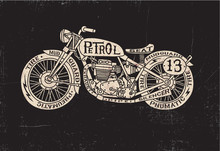 Text Filled Vintage Motorcycle