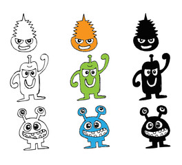 Cartoon cute monsters alien character