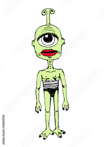 Obraz w ramie Cartoon cute monsters alien character
