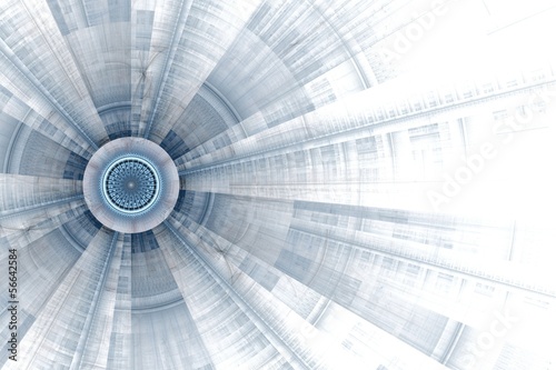 Obraz w ramie Computer generated illustration rendered fractal solar blue