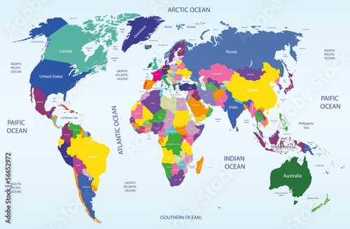 Fototapeta na wymiar world geographical and political map