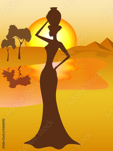 silhouette-of-african-girl-with-a-pitcher-goes-to-fetch-water