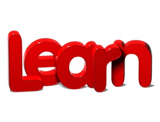 Poster - 3D Red Word Learn on white background