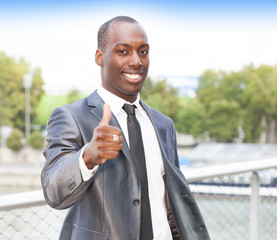 Businessman with successful gesture