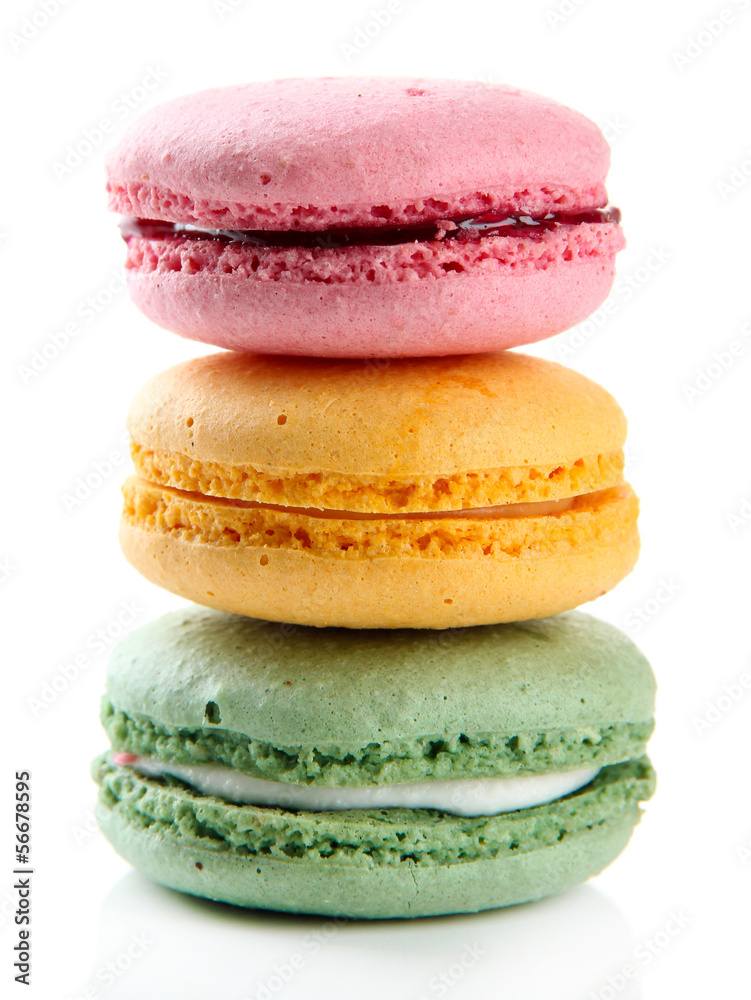 Gentle macaroons isolated on white
