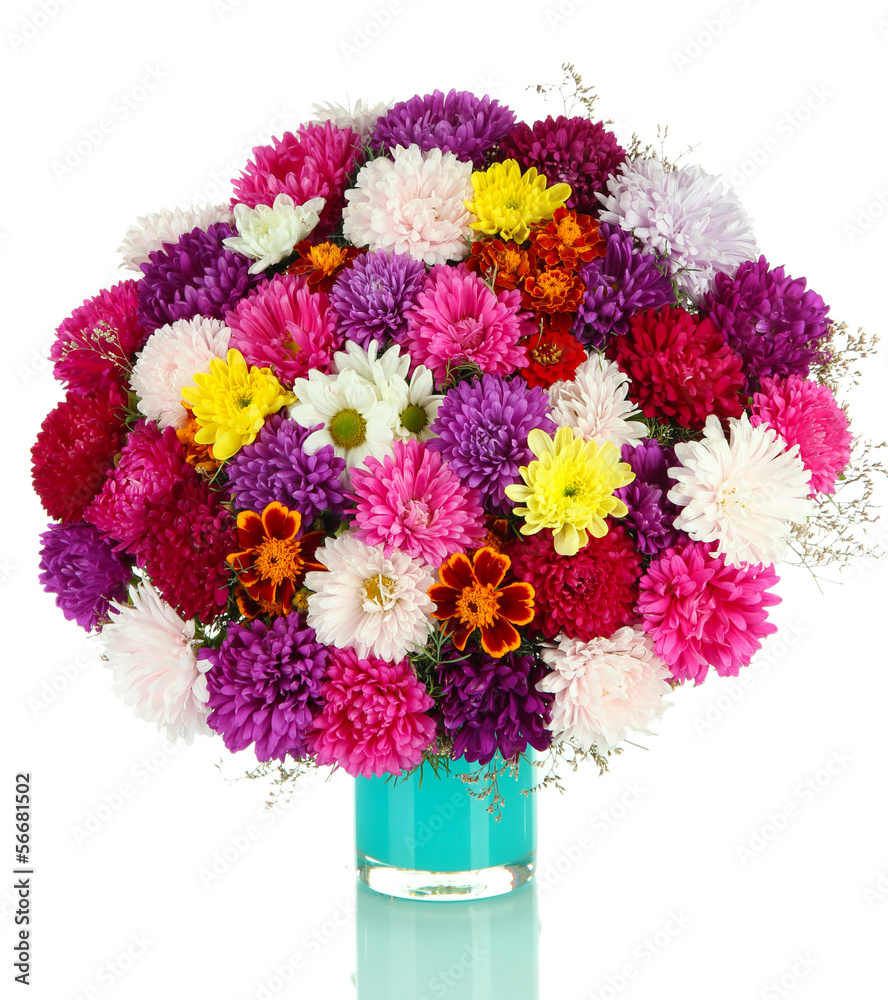 Beautiful bouquet of chrysanthemums isolated on white