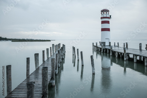 Obraz w ramie Lighthouse in the rain