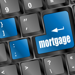 Poster - Keyboard with single blue button showing the word mortgage