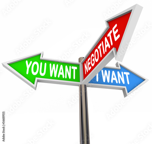 Fotografía Negotiate You and I Want Street Signs Negotiation Agreement
