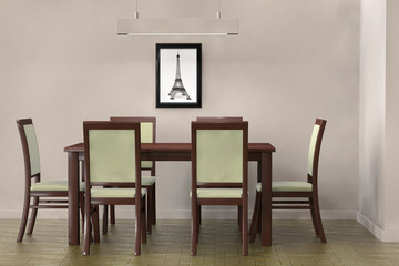Poster - Modern Table and  chairs to face a blank wall