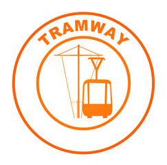 Wall Mural - tramway sur bouton web rond orange