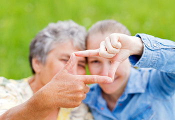 Wall Mural - Elderly woman and her daughter