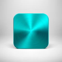 Fototapete - Technology App Icon with Cyan Metal Texture
