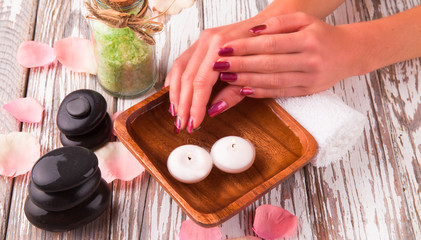 Wall Mural - Beautiful woman Hands.Manicure concept