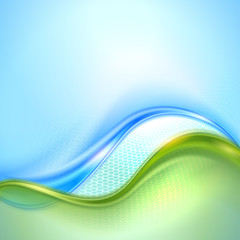Aufkleber - Abstract blue and green waving background