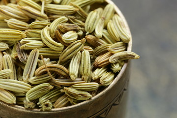 Wall Mural - macro shot fennel seeds, aromatic spice seasoning