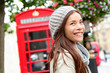 London people - woman by red phone booth