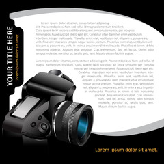 Poster - Black vector background with modern DSLR camera for brochure