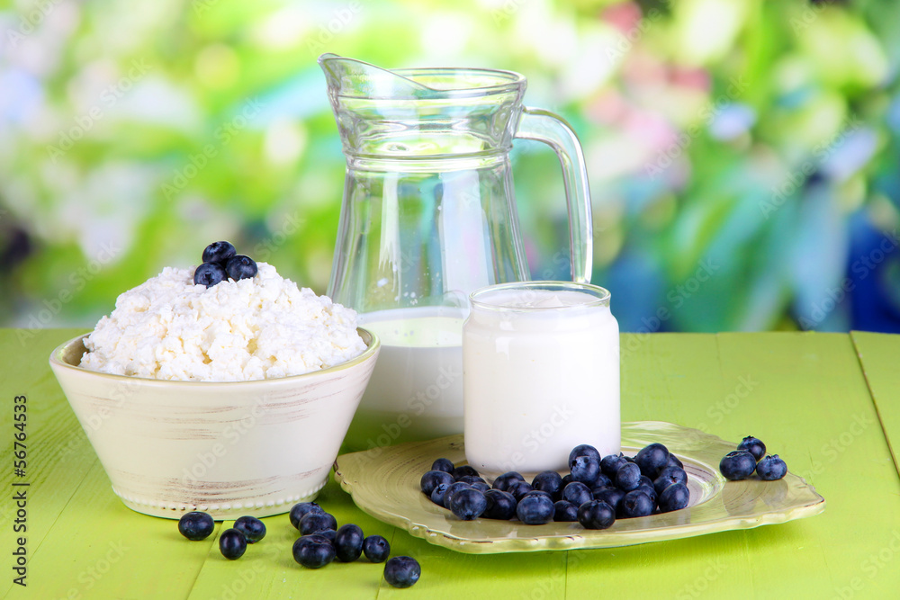 Fresh dairy products with blueberry