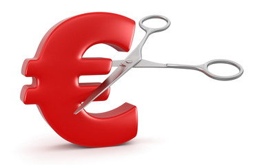 Poster - Scissors and euro (clipping path included)