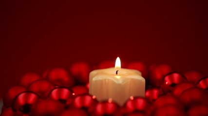 Wall Mural - focusing on burning christmas candle