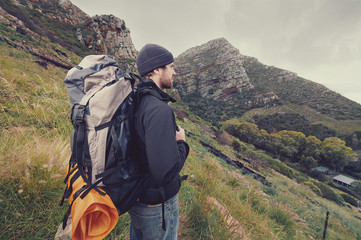 mountain trekking man