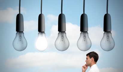 Poster - Thoughtful young businessman looking away