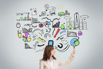 Aufkleber - Beautiful businesswoman holding something