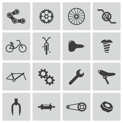 Canvas Print - Vector black bicycle part icons set