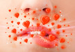 © ra2 studio - Pretty lady lips with lovely red hearts