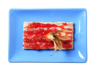 Wall Mural - Crispbread with strawberry jam