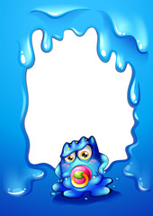 Wall Mural - A border design with a baby monster with a pacifier