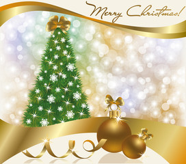 Wall Mural - Merry Christmas greeting card, vector illustration