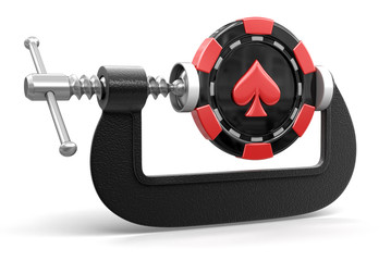 Poster - casino chip in clamp (clipping path included)