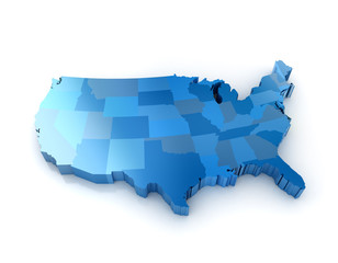 3D map of the united states of america