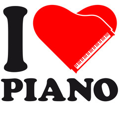 I Love Piano Heart Design