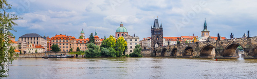 Naklejka na szybę Karlov or charles bridge and river Vltava in Prague in summer