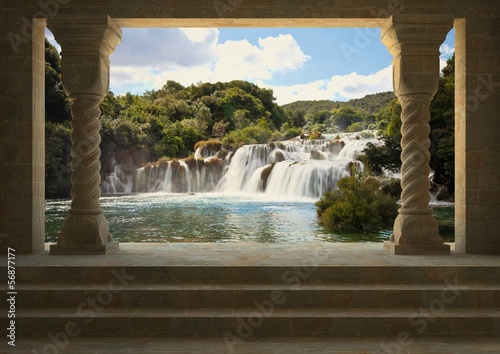 Naklejka dekoracyjna Widok na wodospad