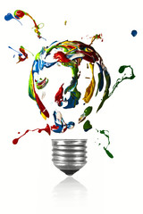 Paint explosion of light bulb