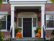 Front steps with Halloween, decorations